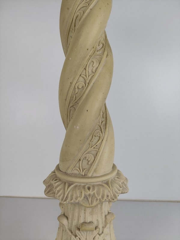 Large Column Pedestal White Marble look Resin Signed Guelfi Ornate plant stand G gallery