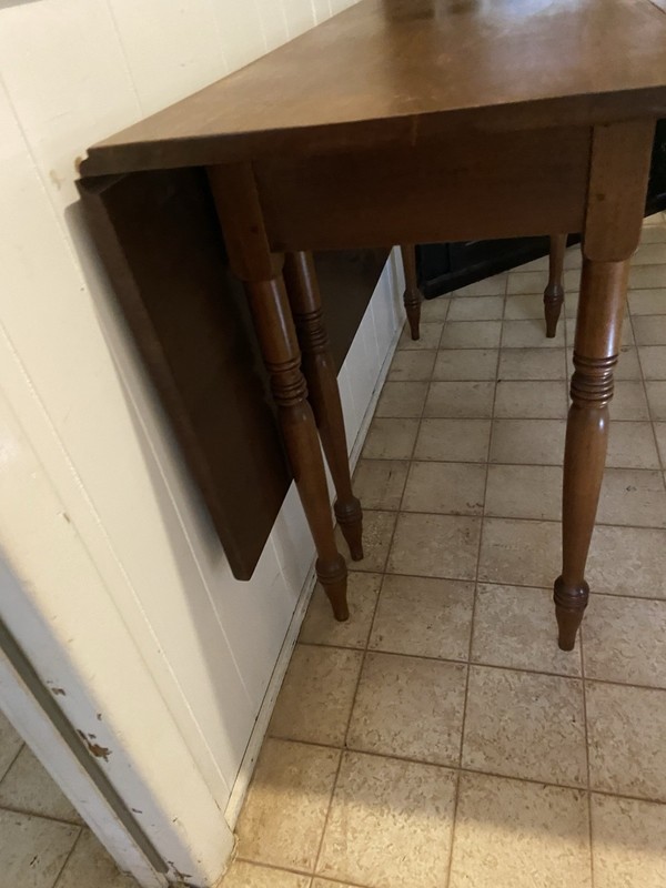 Antique Drop Leaf Dining Table with Swing Leg Wooden Hinge And Pegs gallery