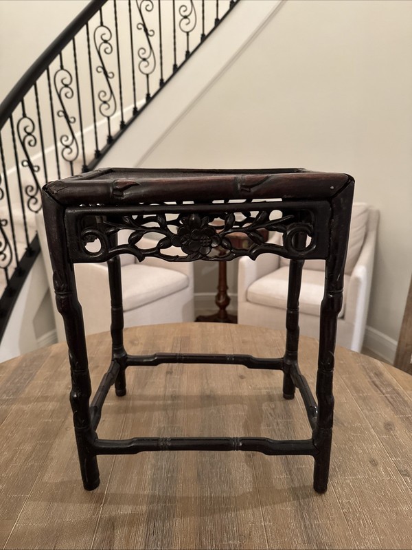 RARE Antique Asian Carved Rectangular Rosewood Plant Stand End Table 1800s