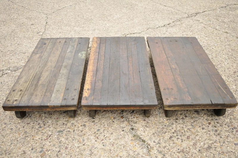Vintage Fairbanks American Industrial Wood Iron Factory Work Cart Coffee Table A gallery