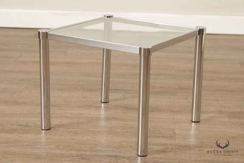 Post Modern Chrome and Glass Side Table gallery