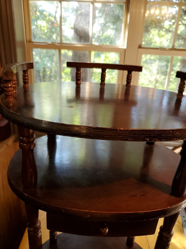 Vintage 3 Tier Accent Table W/ Drawer MCM gallery