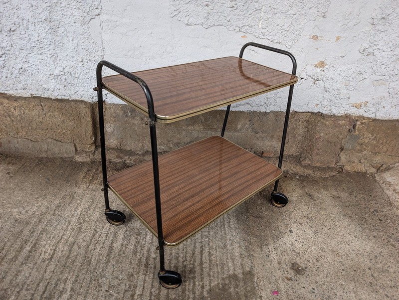Serving Cart Tea Cart Walnut 60s Table Side Table Brass Mid Century