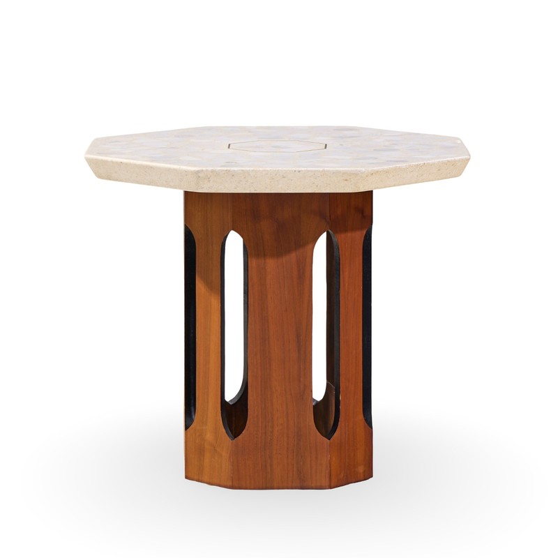Harvey Probber Mid Century Walnut and Terrazzo Side End Tables - Pair gallery