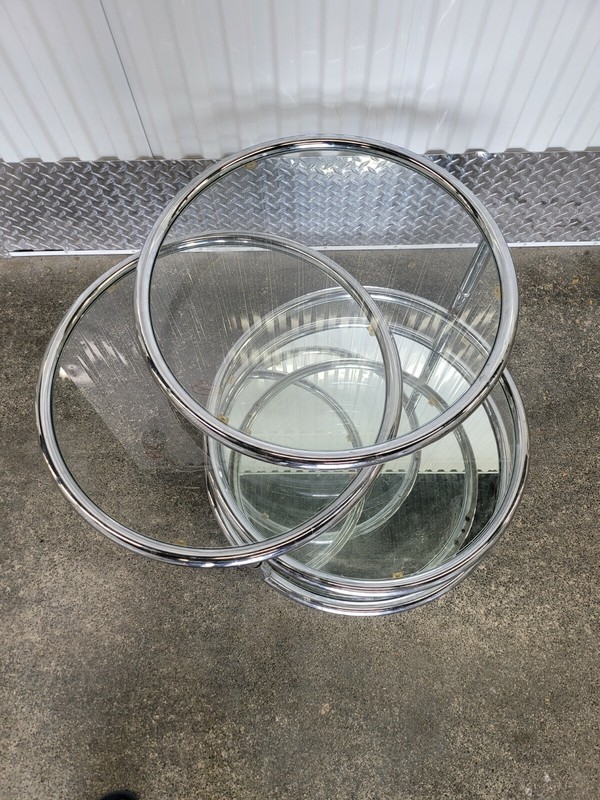 1970'S SPACE AGE CHROME ROUND SWIVEL FOUR TIER TABLE gallery