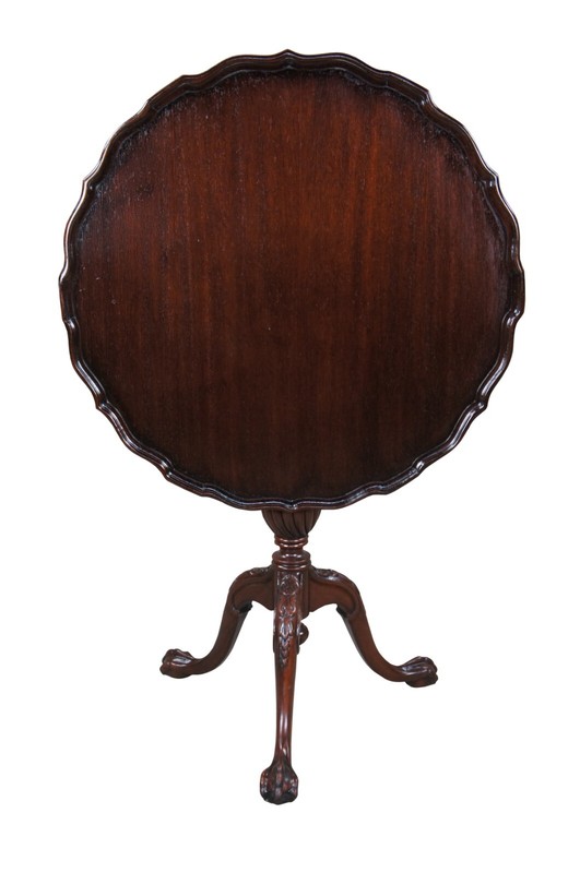 Antique George III Chippendale Style Mahogany Tilt Top Pie Crust Tea Table 29″