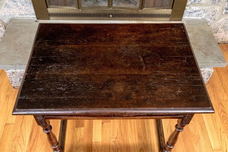 Antique Carved Oak Irish Single Drawer Work Table gallery