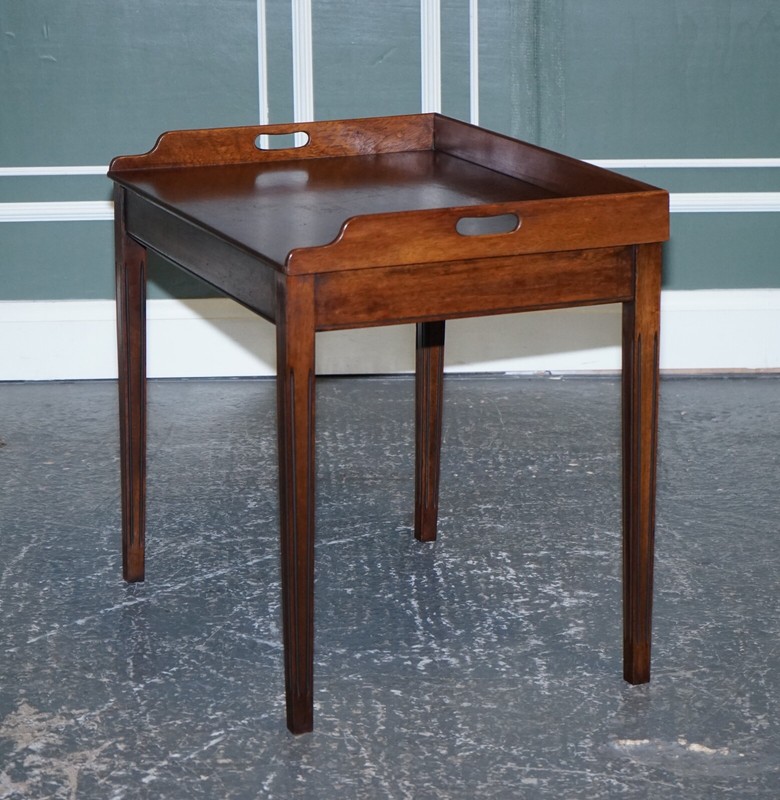 ANTIQUE BUTLERS SERVING TRAY ON STAND MAHOGANY VICTORIAN 19TH CENTURY gallery