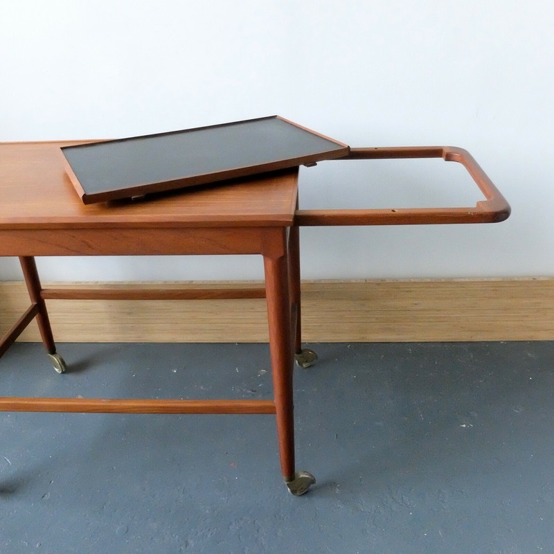 Mid Century Modern 1950s 1960s Niels O. Moller Teak Bar Cart Denmark JL Mollers gallery