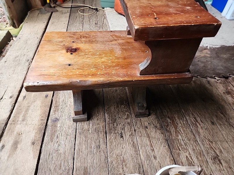 Vintage Solid Pine Log Cabin Ski lodge Side Table Or Bench One Of Pair gallery