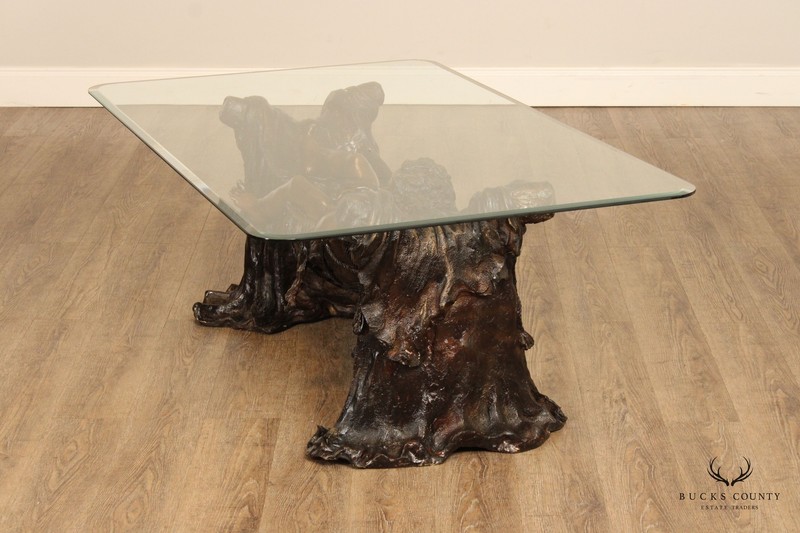 Classical Style Cast Bronze Sleeping Putti Glass Top Coffee Table gallery