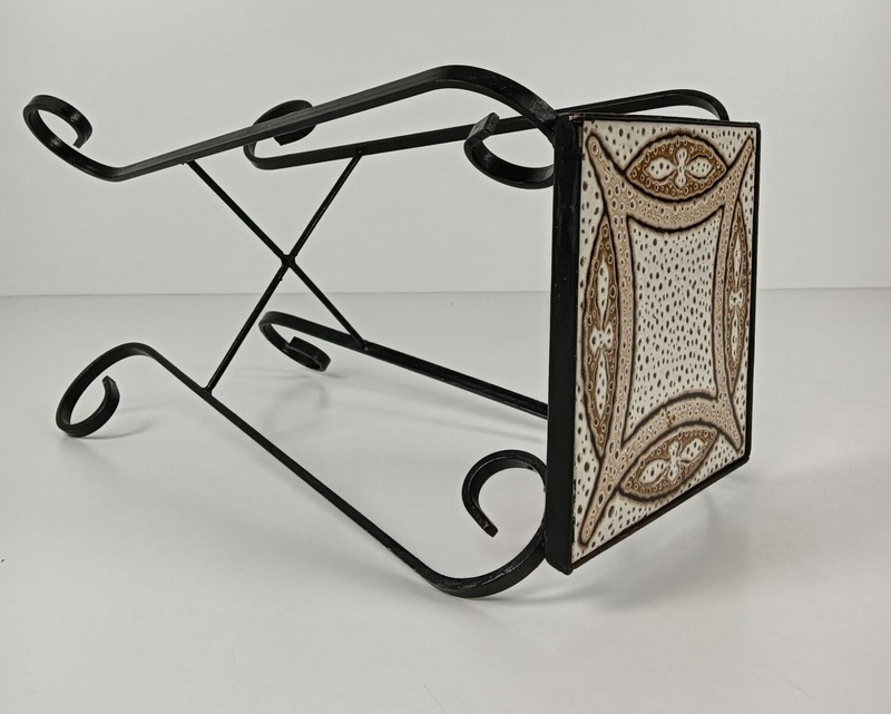 Vintage Wrought Iron Ceramic Tiles top Small side occasional wine table retro fu gallery