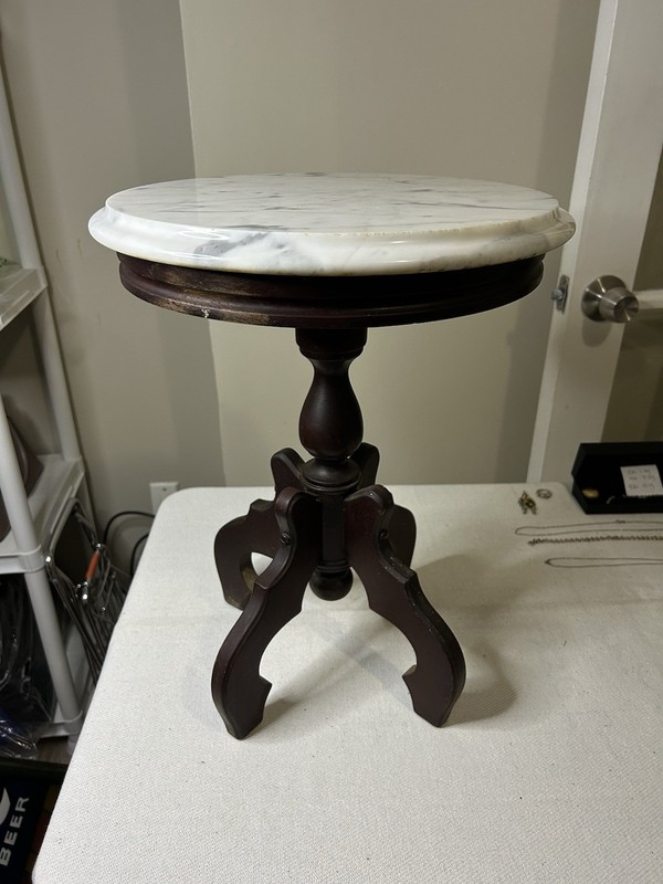 Antique 20th Century Made In Italy Side Table with Marble Top See Description