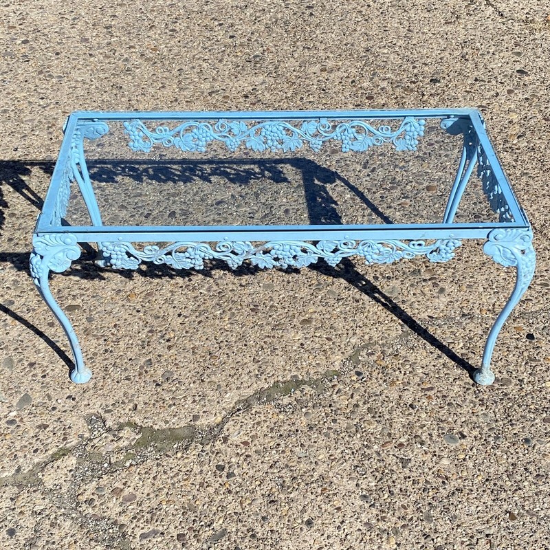 Vintage Molla Victorian Cast Aluminum Metal Glass Top Garden Patio Coffee Table gallery
