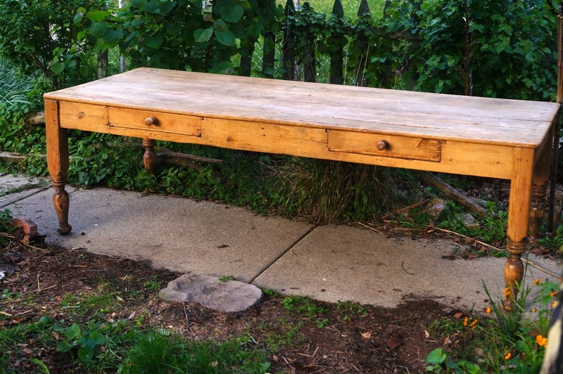 Beautiful French Country Style Rustic Farmhouse Antique Table in Pine and Oak gallery