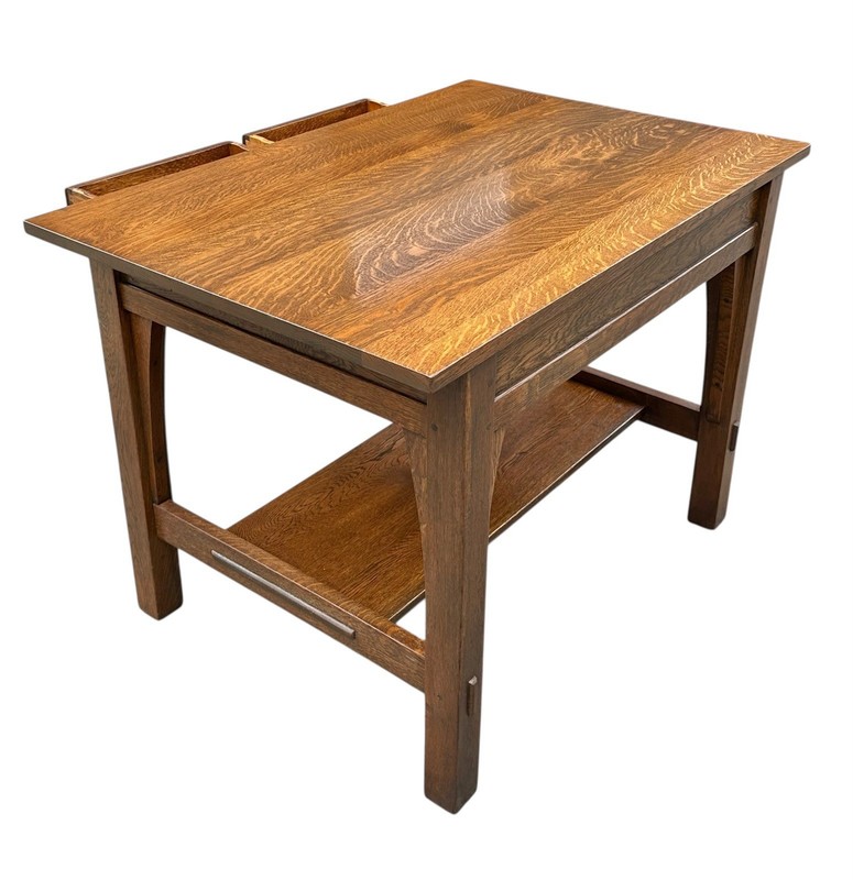 Antique Arts & Crafts Mission Oak Two Drawer Library Table by Gustav Stickley gallery