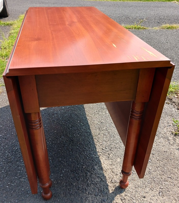 Antique American Sheraton Style Cherry Drop Leaf Dining Table Gate Leg gallery