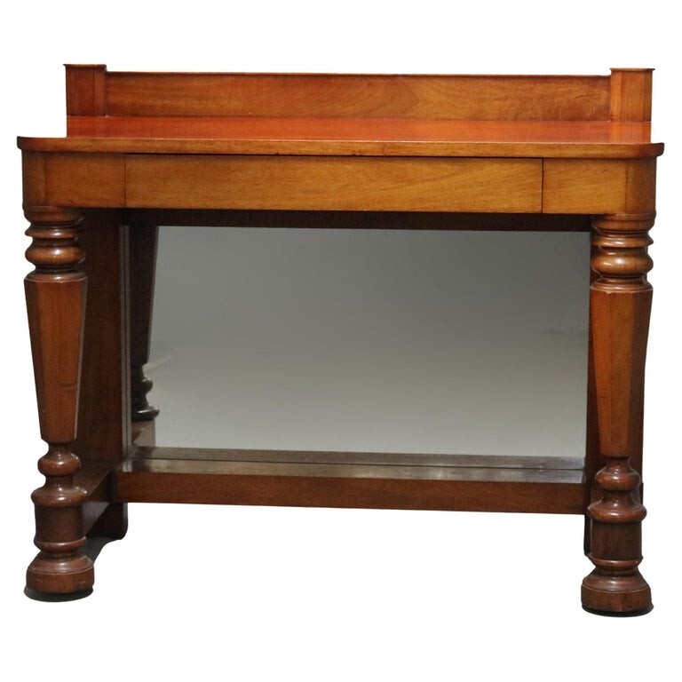 Classical Empire Mahogany Mirrored Pier Table with Balustrade Legs C1900
