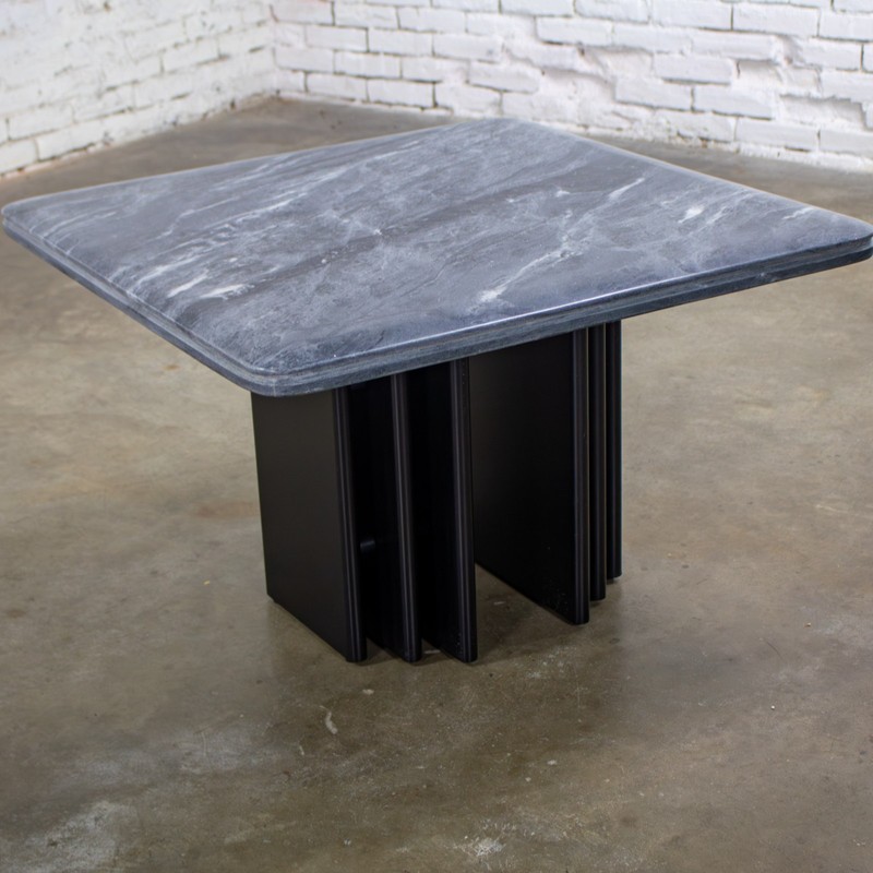 Scandinavian Post Modern Side Table Square Marble Top Bendixen Designs Denmark gallery