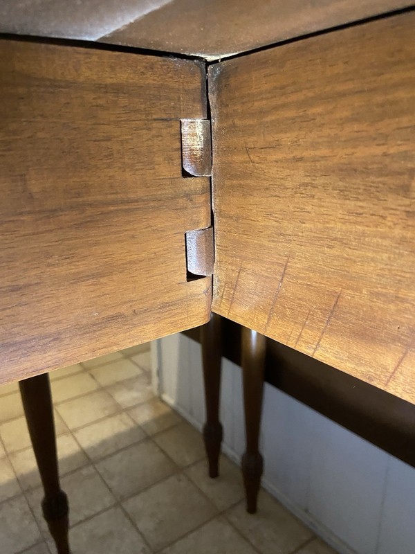 Antique Drop Leaf Dining Table with Swing Leg Wooden Hinge And Pegs gallery