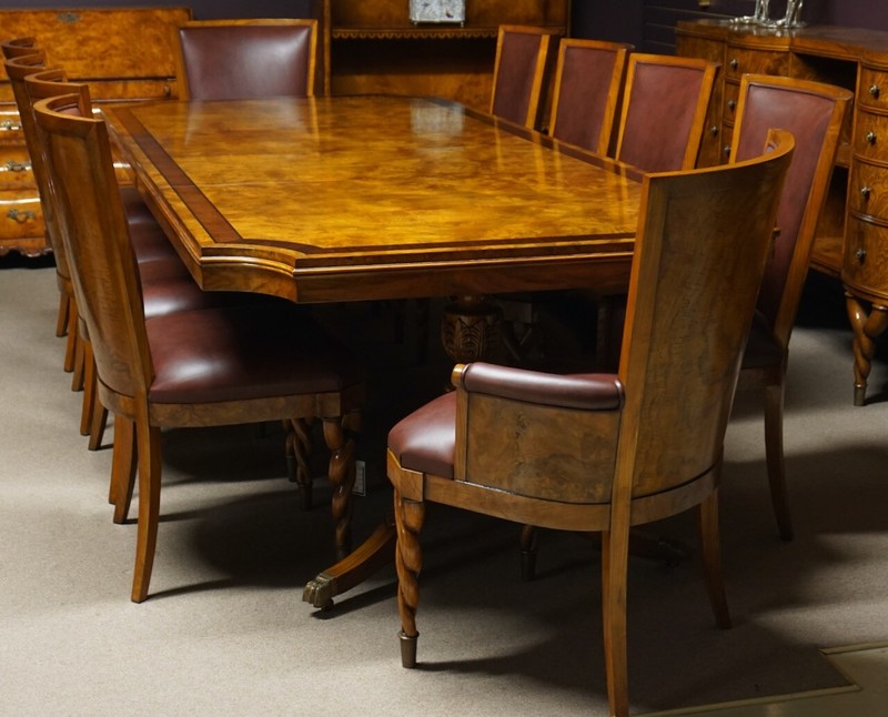 Beautiful 9' traditional Ash wood 2 pedestal formal dining table gallery
