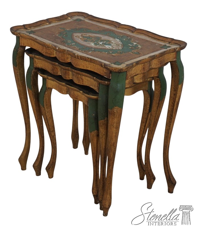 L65874EC: Italian Venetian Paint Decorated Stacking Nest Tables