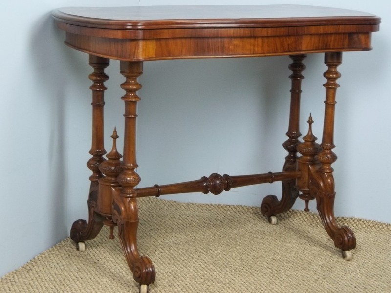 antique marquetry inlaid burr walnut sofa games centre card console lamp table gallery