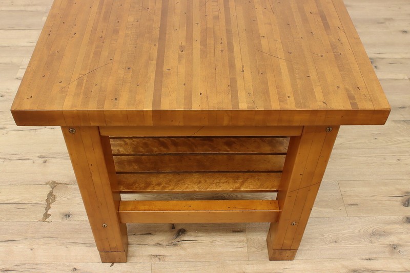 Farmhouse Vintage Birch Butcher Block Kitchen Island Table #55278 gallery