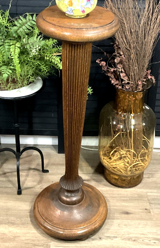 Quarter Sawn White Oak Fern Stand Pedestal Table Rift Column 36″ Tall ANTIQUE
