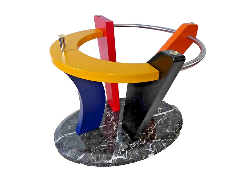 Memphis Design Marble and Glass Coffee Table 1980s Colorful Abstract Postmodern gallery
