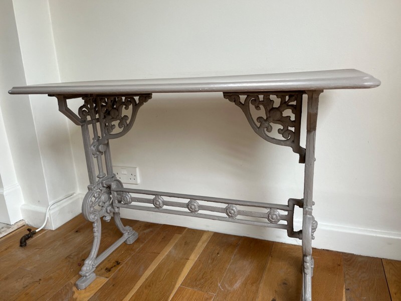 2 x antique cast iron tables gallery
