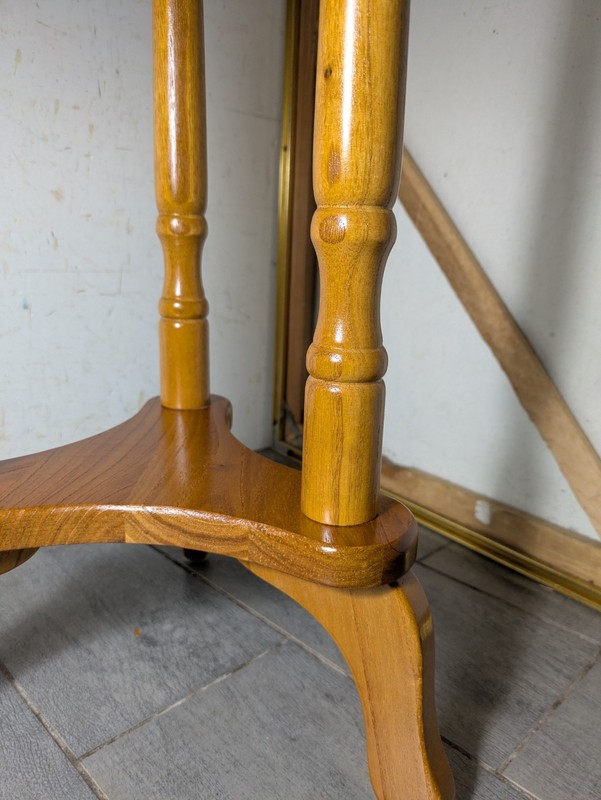Vintage Powell Round Wood Side Pedestal Table Plant Stand Rustic Country D73 gallery