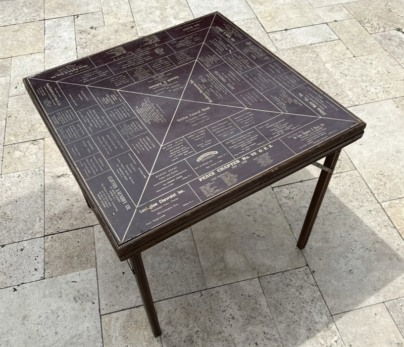 Vintage 1940's RED Advertising Wood Folding Card Table Clifton NJ Pick Up Only gallery