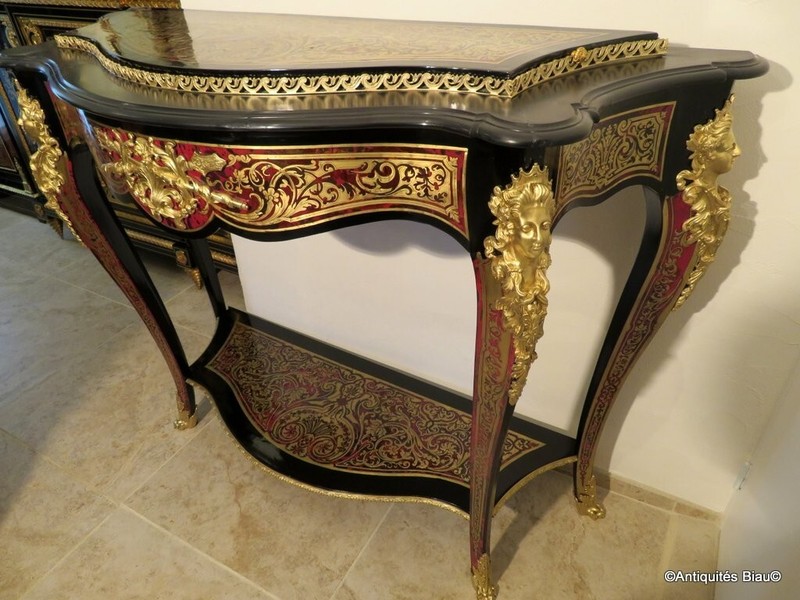 Console Planter in Boulle marquetry 19th Napoleon III period - Perfect condition gallery