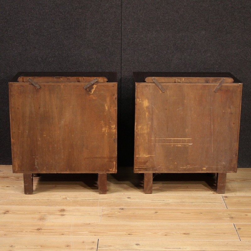 Pair of night stands in mahogany wood furniture Italian bedside tables 60s gallery
