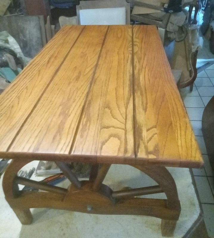 Mid Century Oak Wagon Wheel Coffee Table (CT451)
