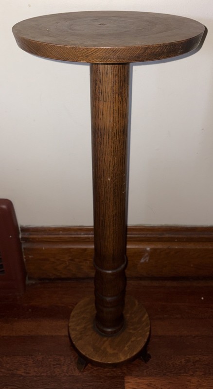 Antique Quarter Sawn Oak Pedestal Plant Fern Stand Jamestown NY 33 1/2″
