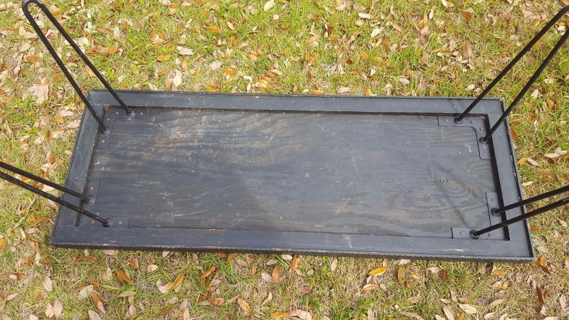 Mid Century 60-70's Tile Oblong Coffee Table Industrial Decor Basket Weave Trim gallery