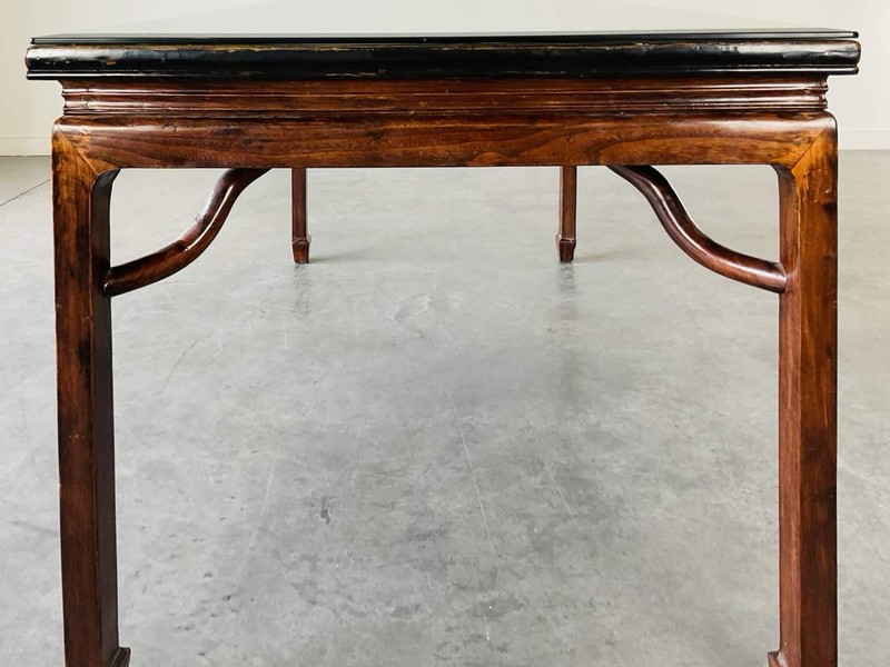 Antique Wood Dinning Table With Beveled Glass Tabletop gallery