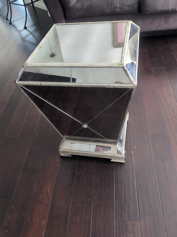 Mirrored Dinner Table Base /Display, Vintage Showcase Bedside End Table gallery