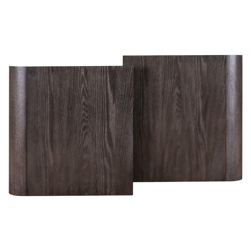 Living Room Cocktail Table Rounded Waterfall Edge Design - Espresso Oak Wood gallery