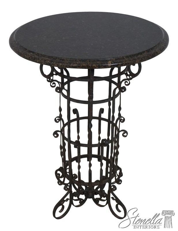 L64725: Marble Top Round Iron Base Lamp Table