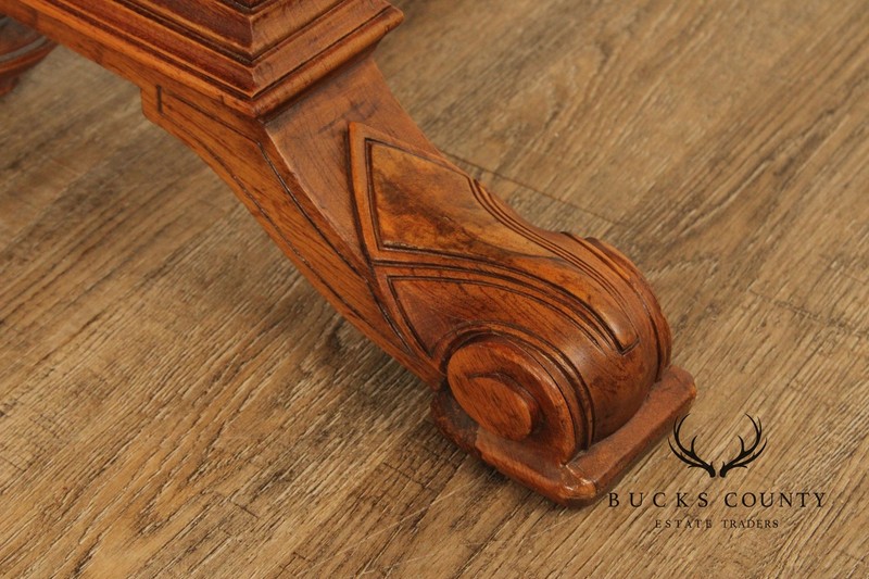 Antique Victorian Carved Walnut Marble Top Parlor Table gallery