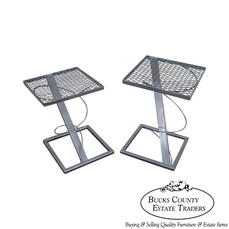 Contemporary Set of 2 Modern Design Expanded Metal Side Tables