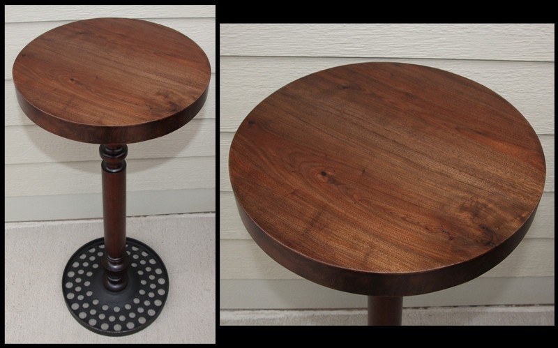 Antique Cast Iron Wheel Walnut Wood Plant Stand Table Base Displays Marbles 35"H gallery