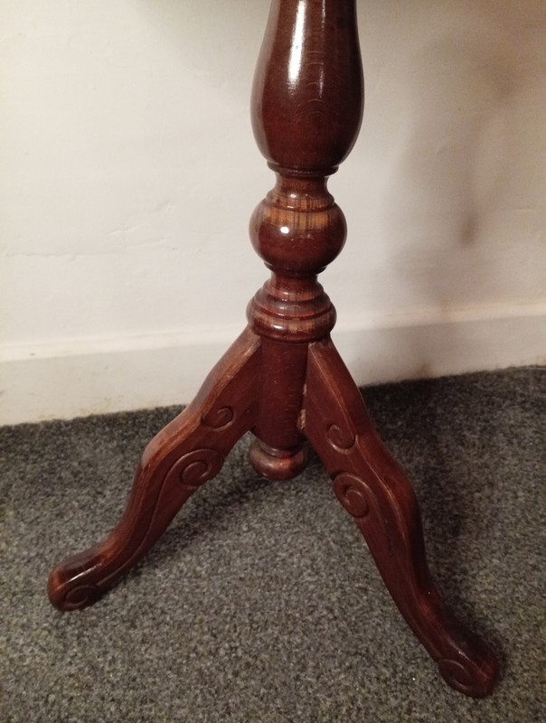 Vintage Coffee Table Inlaid Flower Design Mahogany Antique looking 3-Legs Table gallery