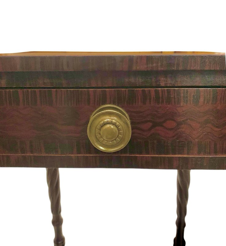 Side Table Vintage One Drawer Mahogany Wood with Spindle Leg and Brass Handle gallery