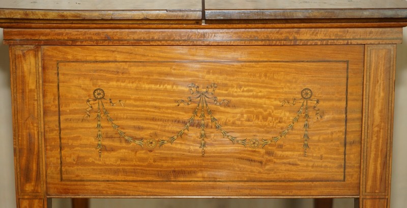 ANTIQUE SHERATON REVIVAL VICTORIAN RESTORED MAPLE & CO ELEVETTE DRINKS TABLE gallery