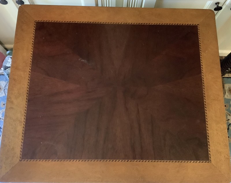 Walnut End Table Rack Antiqu 1800s Burl Lyre Davenport Side Racks Drawers gallery