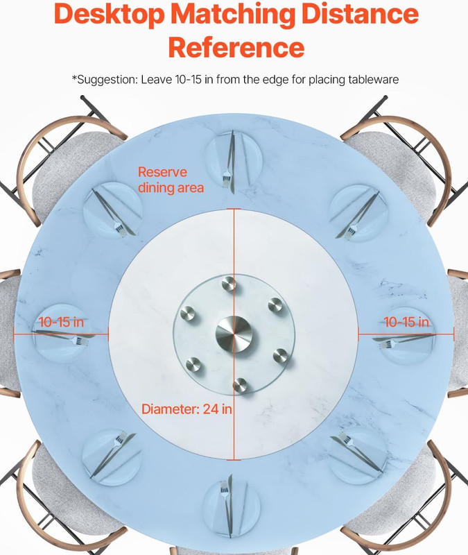 30 in Glass Lazy Susan Turntable, Tempered Glass Dining Table Centerpiece with 6 gallery